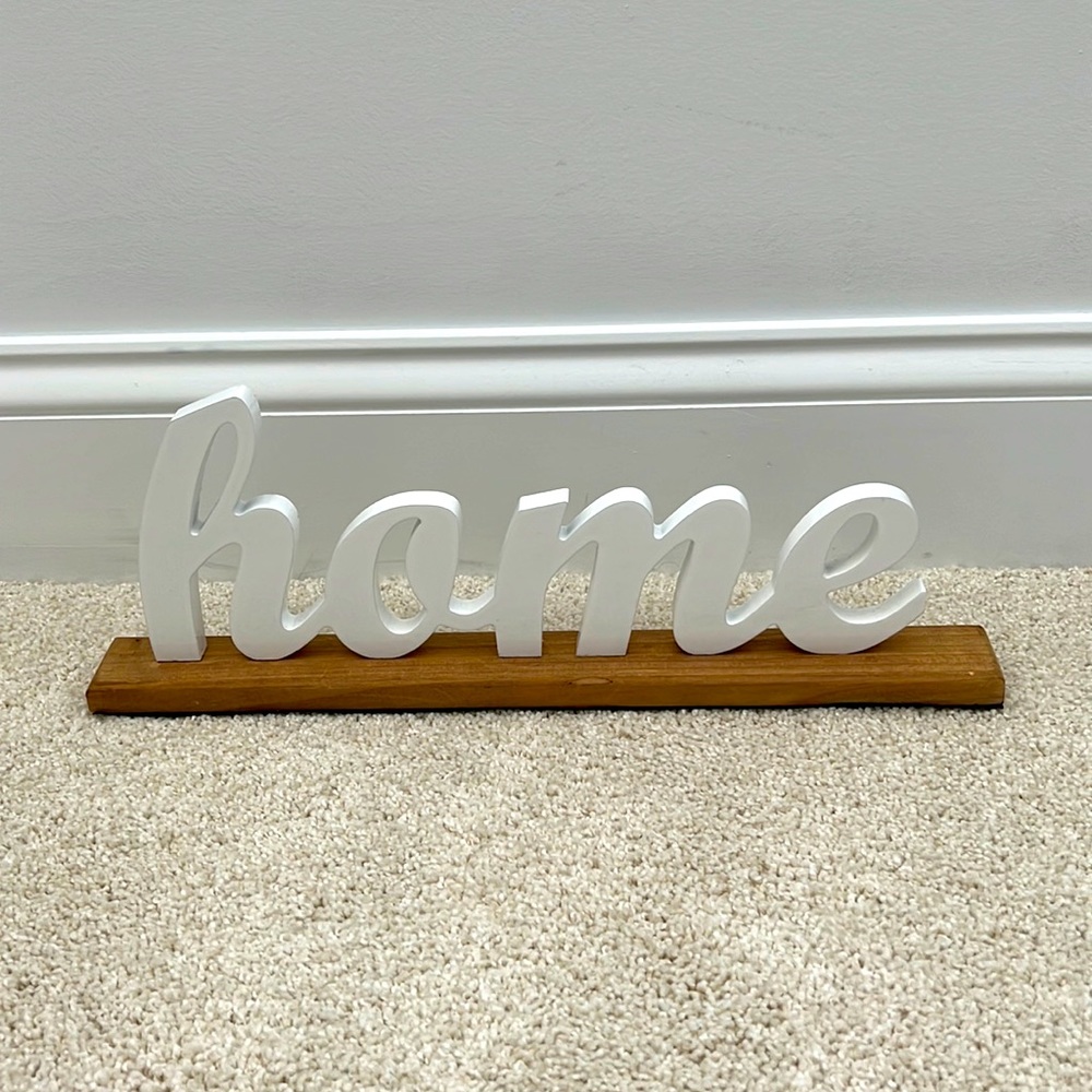 Shelf decor “home” sign